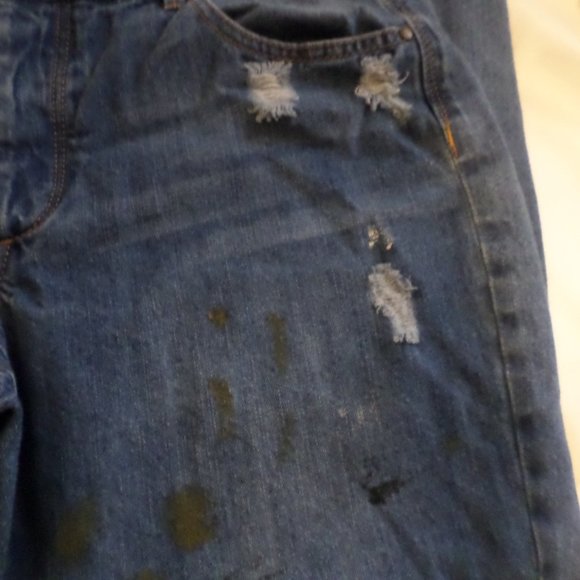 Rachel Roy Paint Splatter Button Front Distressed Girlfriend Denim Jeans Sz 31 - Picture 4 of 6